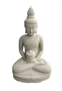 Boeddha urn van lavasteen met vlam