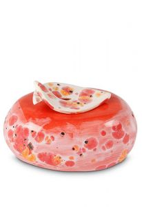 Rode mini urn van keramiek 'Lelie'