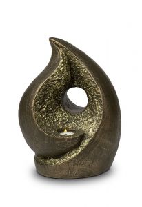 Keramische kunst urn 'Onbegrepen en in tranen' met kaarshouder
