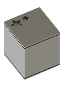 RVS mini urn 'Kubus' met sterretjes